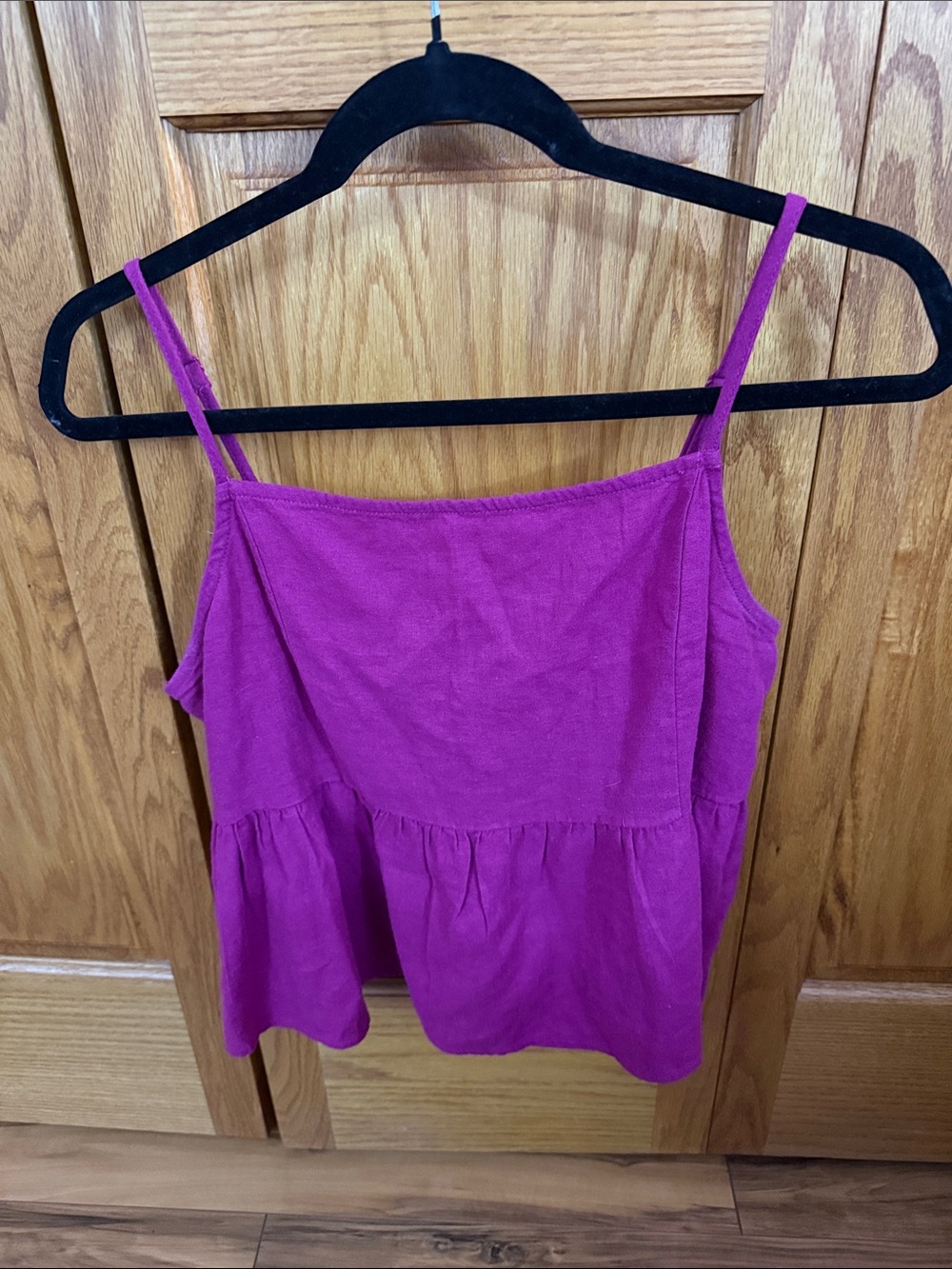 La Hearts Fuchsia Spaghetti Strap Peplum Cami